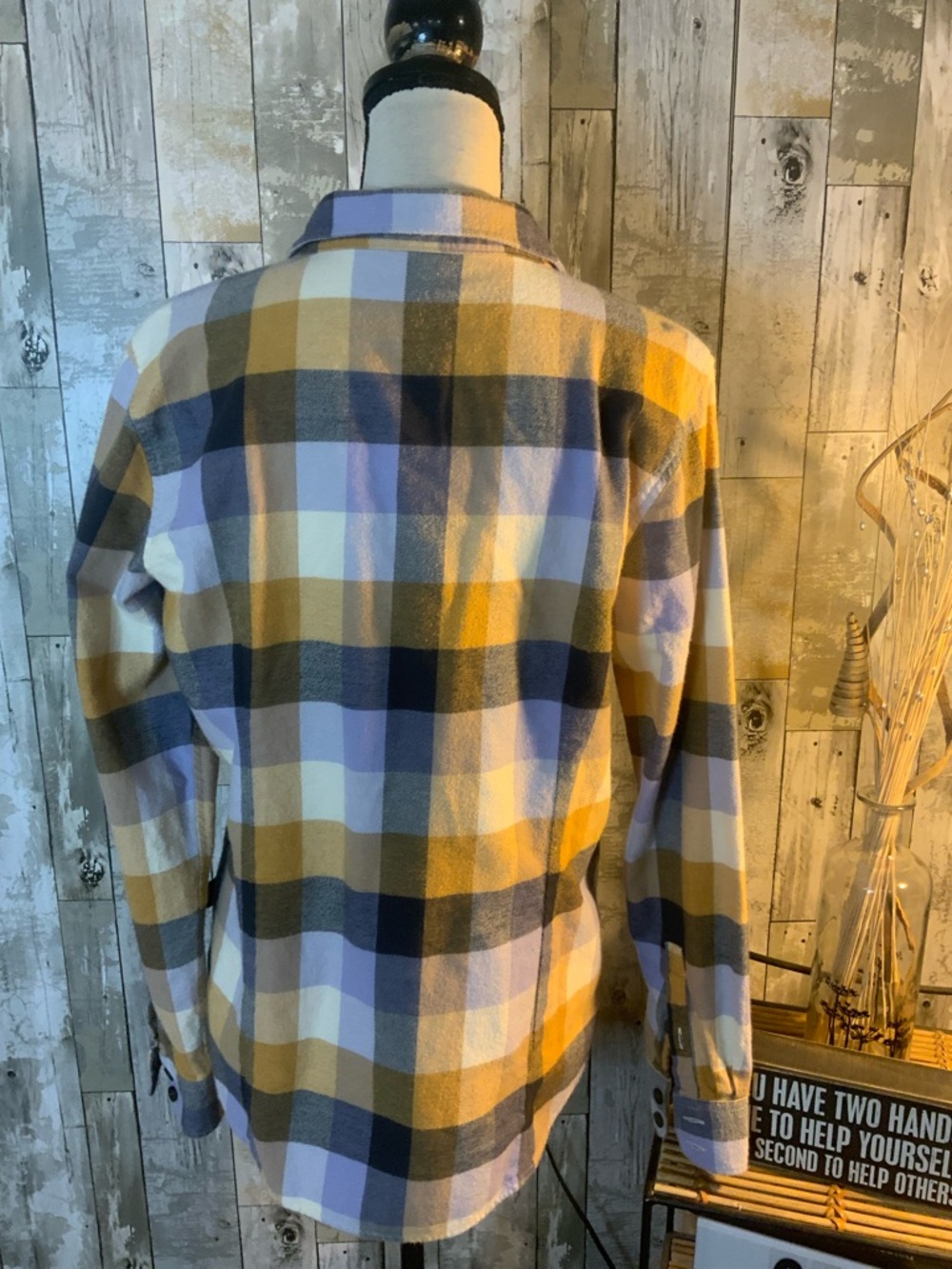 Patagonia Plaid Shirt in Mustard, Navy & Lilac - Picture 4 of 5